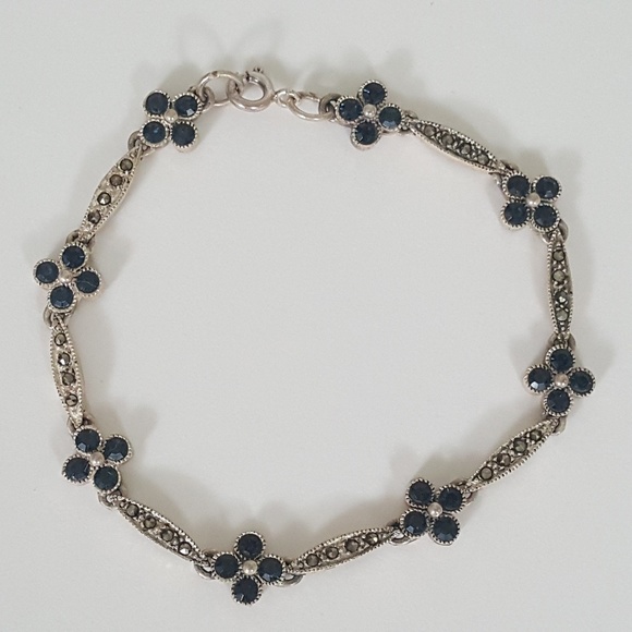 Marcasite 925 Jewelry - 925 Sterling Vintage Marcasite Tennis Bracelet